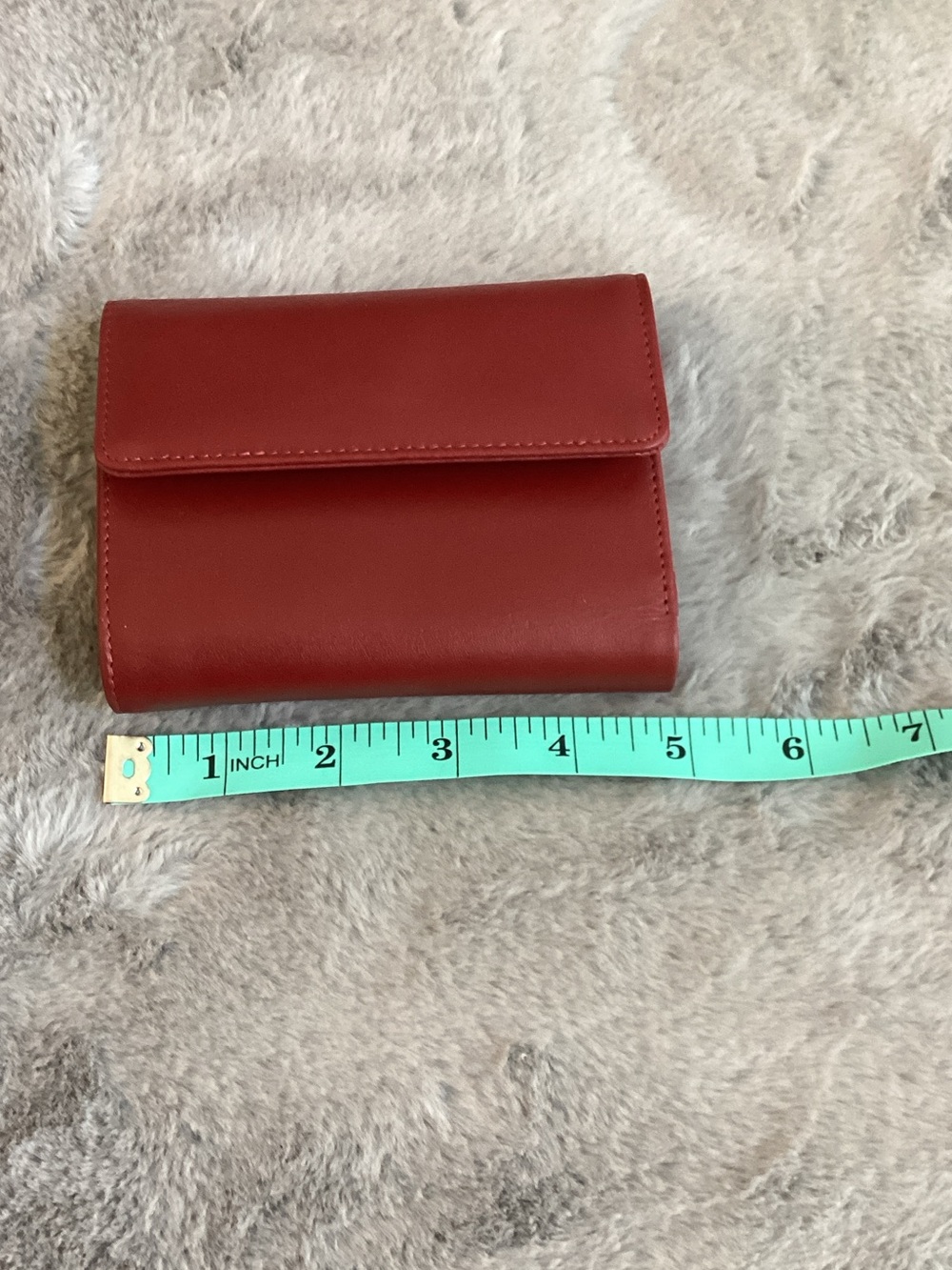 Compact Red Leather Wallet